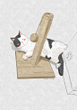 一只叫墨子的猫 猫咪 水彩 插画 @梁家大叔