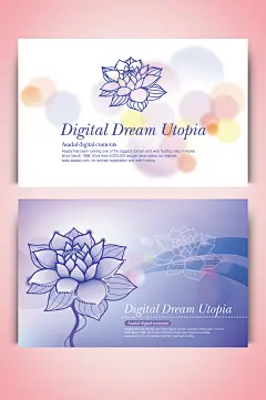 素雅荷花中国风名片