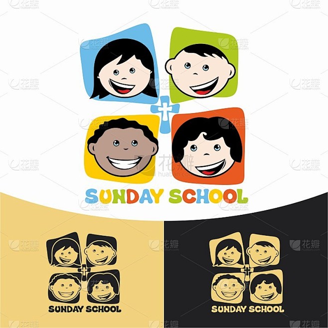 基督教的插图。儿童主日学校的标志。