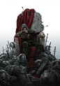 Illustration - man of throne with dead bodies around - Jason Chan