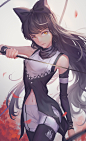 Tags: Anime, Pixiv Id 7988458, RWBY, Blake Belladonna, Looking Ahead, Blurry, Exposed Shoulders