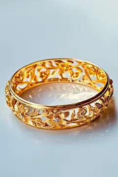 高端雕花黄金手镯