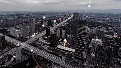 T/L WS平视北京天际线城市网络，从早到晚