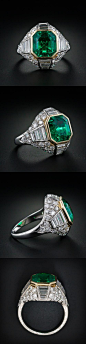 36116:5.00 Carat Emerald Diamond Ring，5克拉组目录宝石钻戒。售价37 - 图喜欢 image.cn