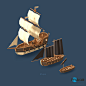 Pirates of the polygon sea : Models for a kickstarter game «Pirates of the polygon sea»