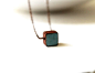 Tiny Square Ceramic Necklace minimalist by lunashineshine on Etsy, $18.00: 