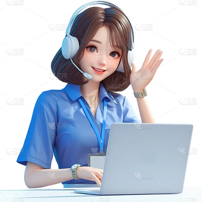 图标系列3D虚拟人物客服贴纸素材-花瓣网
