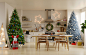 厨房圣诞装饰，室内设计，圣诞和新年装饰图片-商业图片-正版原创图片下载购买-VEER图片库