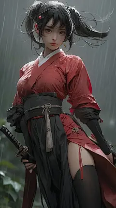 红衣女剑客，不做壁纸可惜了[你...@灵鲲吃动漫的动态