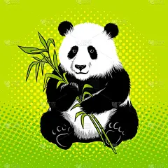 熊猫与竹波普艺术风格矢量
