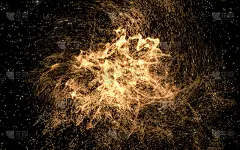 带有波浪图案的发光粒子，神奇的星系，3d渲染。