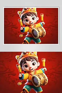 AI数字艺术新年过春节人物模型-众图网