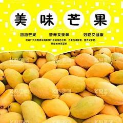 美味芒果  - 源文件下载【酷图网】圆形,芒果,标题,正文,广告语,芒果海报设计,颜色搭配设计