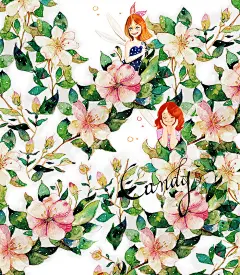 花丛小仙子-candy田_水彩,插画,原创,装饰画_涂鸦王国插画