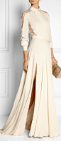 ELIE SAAB Silk crepe de chine maxi skirt & Lace-paneled silk crepe de chine blouse:: 