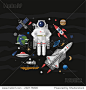 Vector illustration set on space. Flat. 正版图片|正版微利素材库 - 海洛创意（HelloRF） - 站酷旗下产品 - Shutterstock中国独家合作伙伴