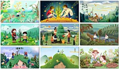 植树节种树森林公益绿色环保卡通手绘插图插画海报设计ps模板素材
