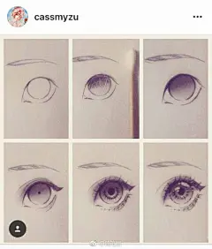 动漫人物五官比例、眼睛、及麻花辫的绘制方法（by：cassmyzu） ​#手帐素材插画手绘##简笔画# ​​​​