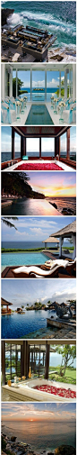【最浪漫婚礼酒店——悬崖边的爱情】私人海滩，浪漫海景，Ayana Resrot & Spa度假村，位于南部金巴兰湾，这里据说是巴厘岛上最浪漫的婚礼酒店，最出名的就是悬崖上的泳池和餐厅。