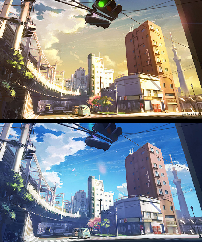 日系新海诚风格场景 钢铁阿童木作品