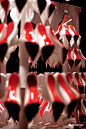 巴黎Christian Louboutin店铺的橱窗放置了一颗特殊的圣诞树。整颗圣诞树用品牌标志性的红底高跟鞋倒扣在鞋架上，形成圣诞树的主体，再将一只金色高跟鞋当做圣诞之星装饰在圣诞树的顶端。