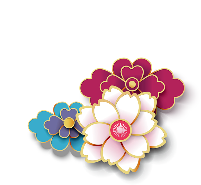 传统纸艺术花卉PNG免扣素材