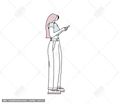 矢量粉头发玩手机的女孩