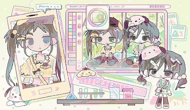 可爱像素二次元插画ipad壁纸 cr.S...