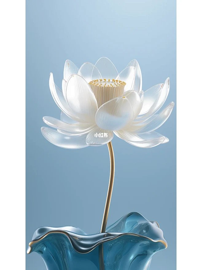 AI绘画 | 玻璃材质的荷花 | 半透明的莲花 : 2 亿人的生活经验，都在小红书-花瓣网