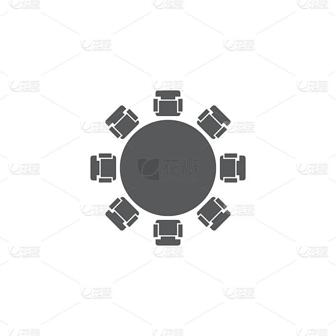 圆桌和椅子顶视图矢量图标孤立在白色背景素材-花瓣网