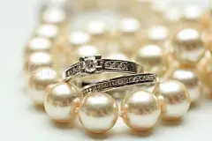 Bridal rings on pearls