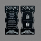 This may contain: two black and white business cards with chinese writing on the front one is for tiger rose