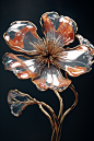 质感未来风概念金属琉璃有机花卉模型