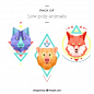 Colorful animal set in low poly style