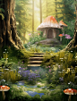 fairy forest hd digital photo zotv, in the style of realistic anamorphic art, realistic textures, 32k uhd, flower and nature motifs, rural landscapes, wood, small brushstrokes