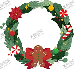 花环免抠图 【酷图网】圣诞节花环,免抠图,png,圣诞节装饰,装饰