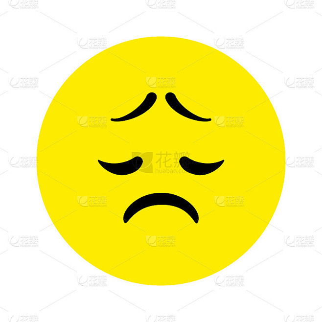 累了伤心的脸。Emoji图标矢量。表情符号的迹象。负面情绪。矢量插图。