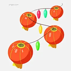 新年悬浮的灯笼插画图片大小2000x2000px 图片尺寸470.5 KB 来自PNG搜索网 pngss.com 免费免扣png素材下载！灯笼插画#灯笼挂饰#灯笼装饰#黑色的绳子#红色的灯笼#漂浮素材#