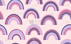 时尚无缝图案与彩色彩虹的色彩背景。设计邀请，海报，卡片，织物，纺织品，织物。可爱的节日插图宝贝。斯堪