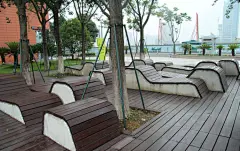 公共休闲空间座椅设计-波浪形坐凳