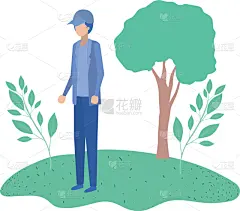 男人,性格,地形,头像,可爱的,环境,草,剪贴画,户外,站