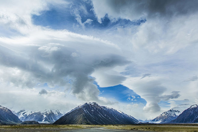 Cloudy sky over moun...