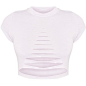 Keya White Ripped Shortsleeve Crop T Shirt