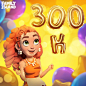 Photo by Family Island Game on November 23, 2021. May be a cartoon of one or more people, balloon and text that says 'FAMILY ISLAND 300 K'.