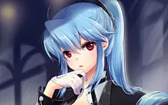 蓝色马尾少女