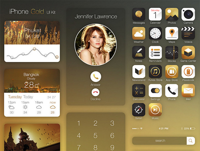 Iphone Gold Ui Kit b...