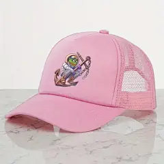 可调节透气棒球帽 - 青蛙与锚印花设计，轻盈网眼背面，男女通用款，多色可选，可机洗，日常及生日场合适用，户外配饰，耐用材质，时尚爱好者必备