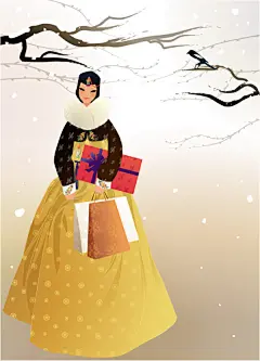 ??·韩服女孩·插画·韩国女孩·服饰·传统服饰 - 淡泊 - 淡泊