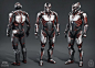 three different views of the armor worn in mass effecter 2's upcoming video game