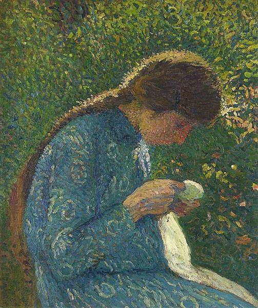 A Young Woman Sewing...